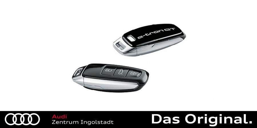 Original Audi Schlüsselblende mythosschwarz mit e-tron GT Schriftzug  florettsilber 4N0071208D Y9T
