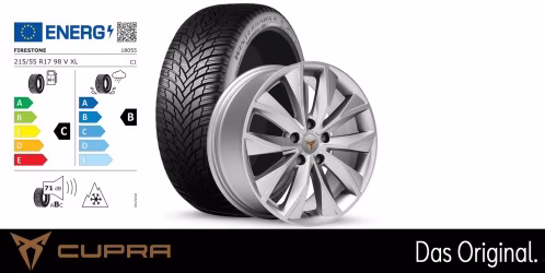 Original SEAT CUPRA Ateca 17 Zoll Winterkomplettradsatz Dynamic silber Firestone WINTERHAWK 4 / 215/55 R17 98 V XL / 7,0J x 17 ET45 Original SEAT CUPRA Ateca 17 Zoll Winterkomplettradsatz Dynamic silber Firestone WINTERHAWK 4 / 215/55 R17 98 V XL / 7,0J x 17 ET45